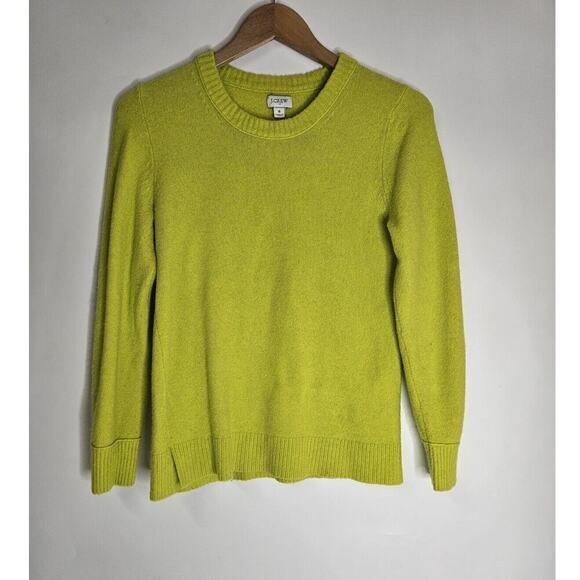 J Crew Sweater Womens S Bright Lime Green Long Sleeve Textured Preppy - Picture 1 of 7